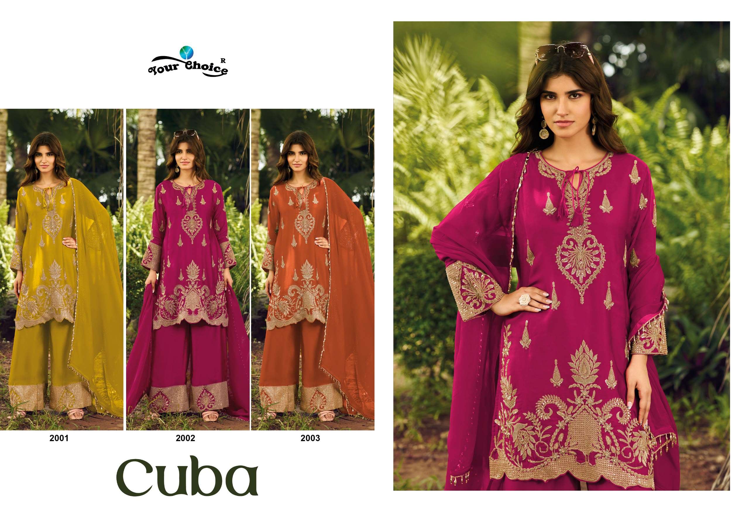 YOUR CHOICE CUBA HEAVY EMBROIDERED DESIGNER FESTIVE WEAR SUIT