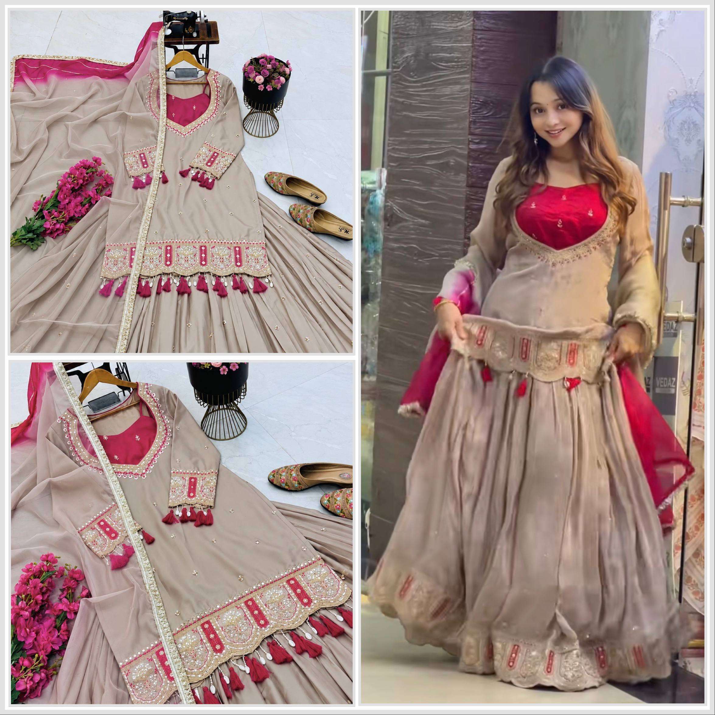ZC NOOR LEHENGAS SILK HEAVY DESIGNER WORK WEDDING FUNCTION WEAR LEHENGA SUIT