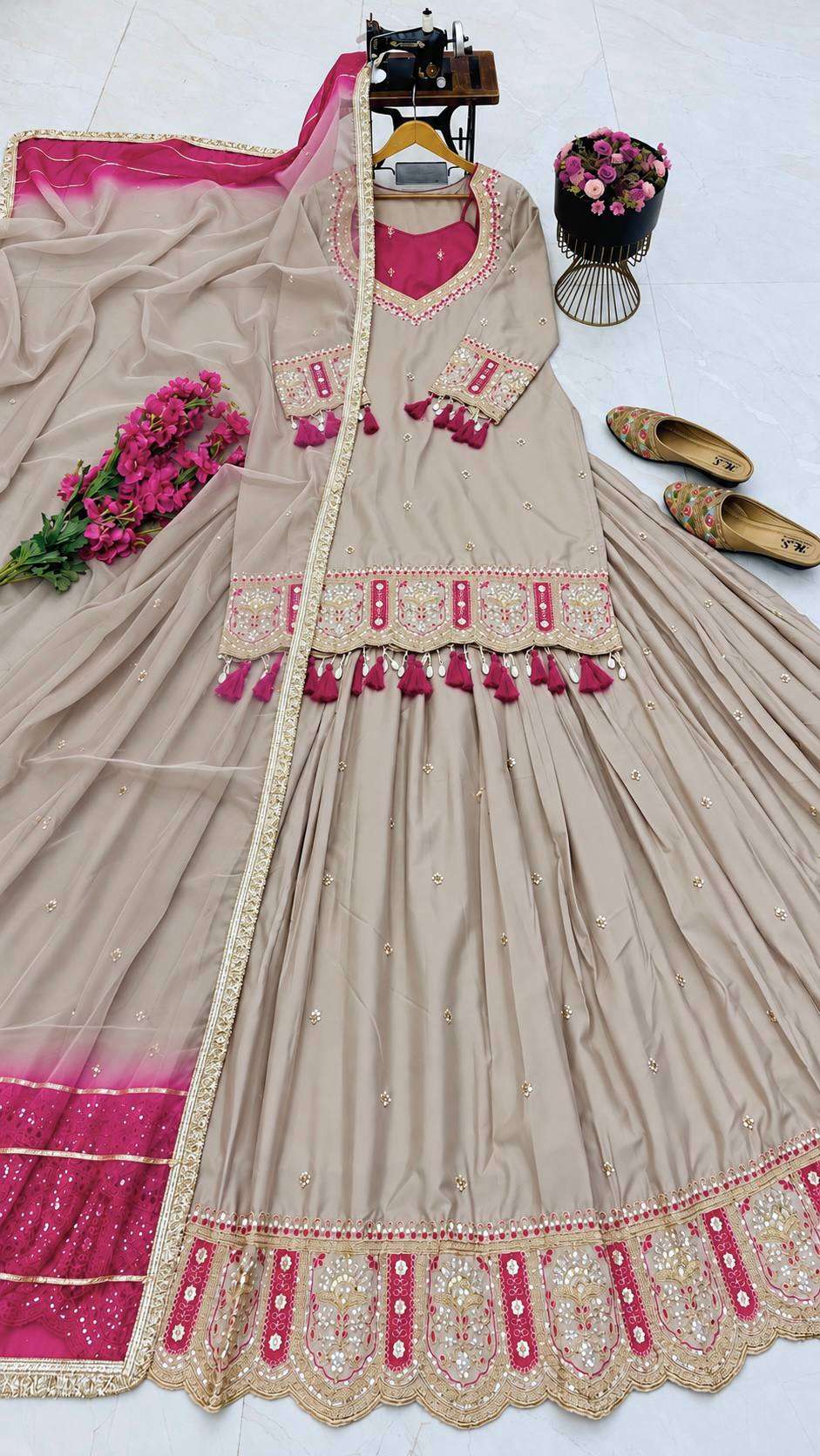 ZC NOOR LEHENGAS SILK HEAVY DESIGNER WORK WEDDING FUNCTION WEAR LEHENGA SUIT