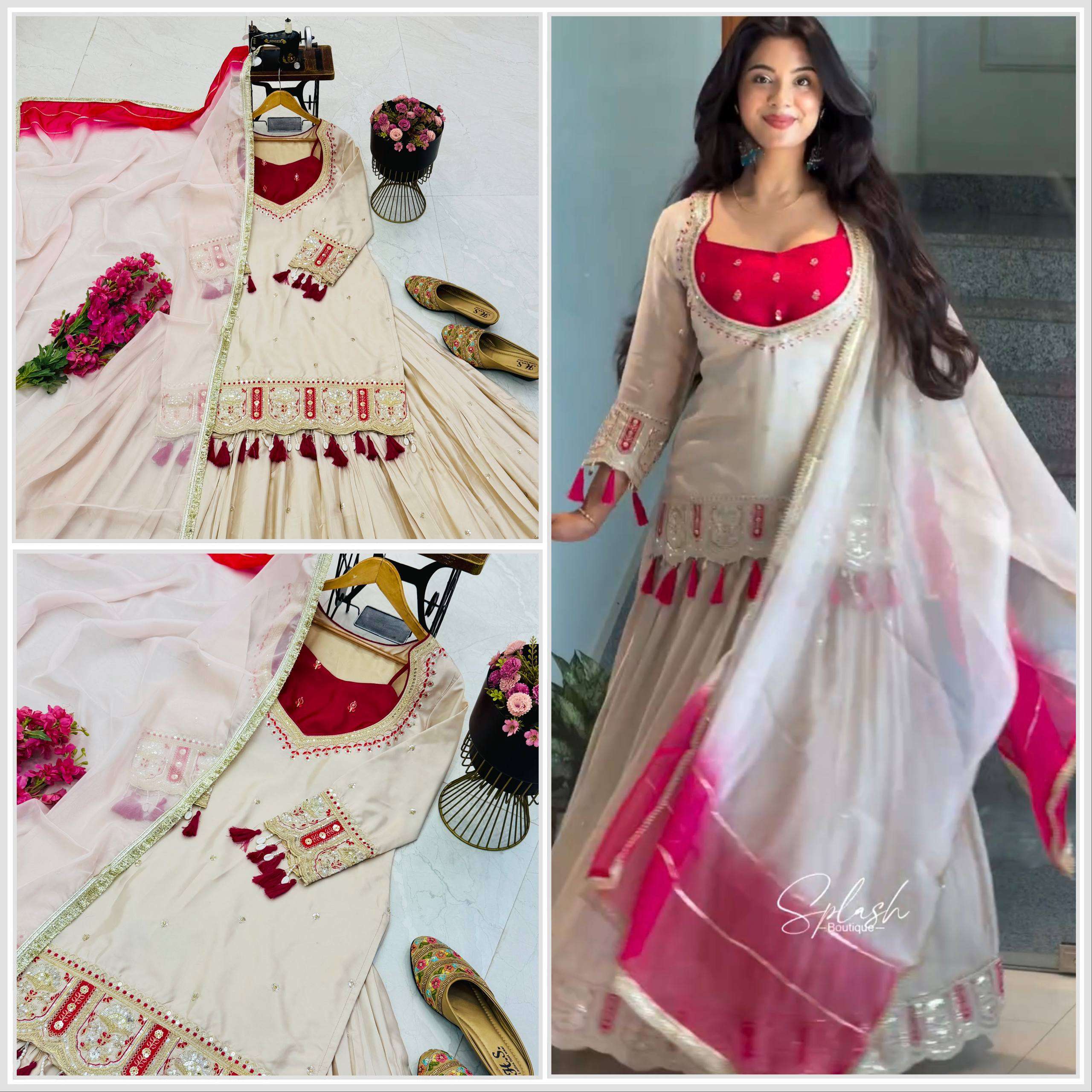 ZC NOOR LEHENGAS SILK HEAVY DESIGNER WORK WEDDING FUNCTION WEAR LEHENGA SUIT