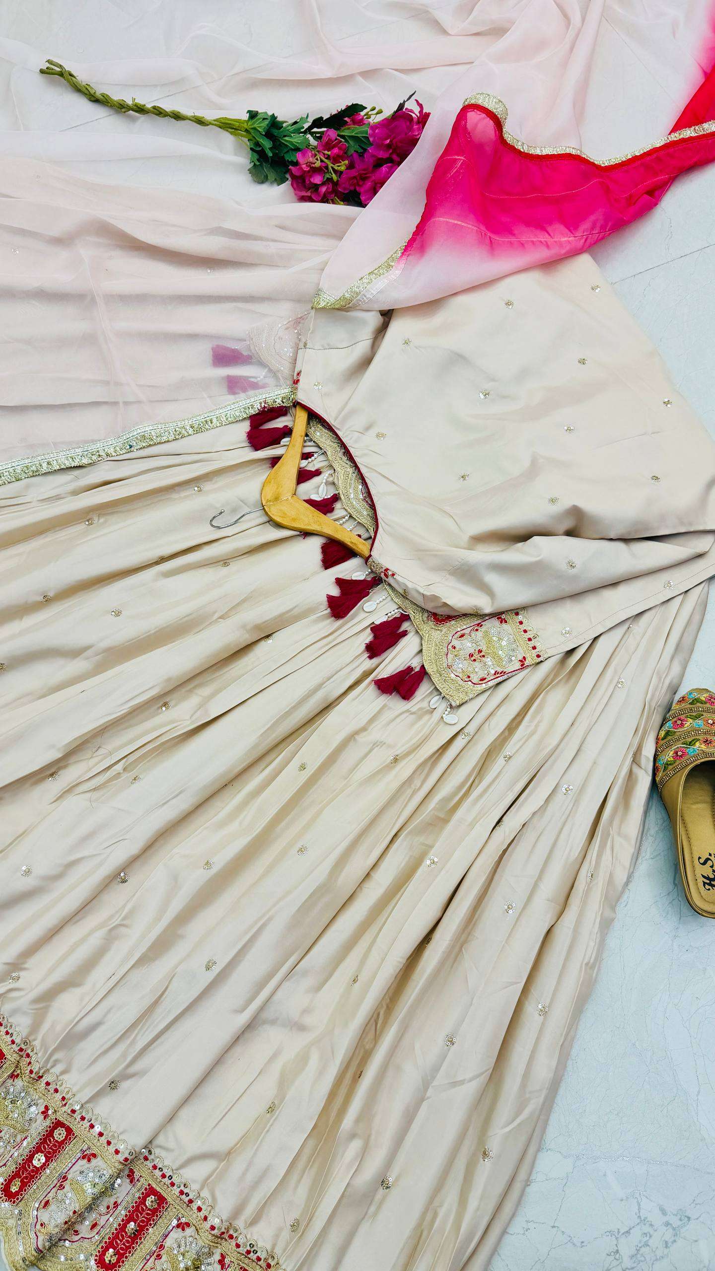 ZC NOOR LEHENGAS SILK HEAVY DESIGNER WORK WEDDING FUNCTION WEAR LEHENGA SUIT