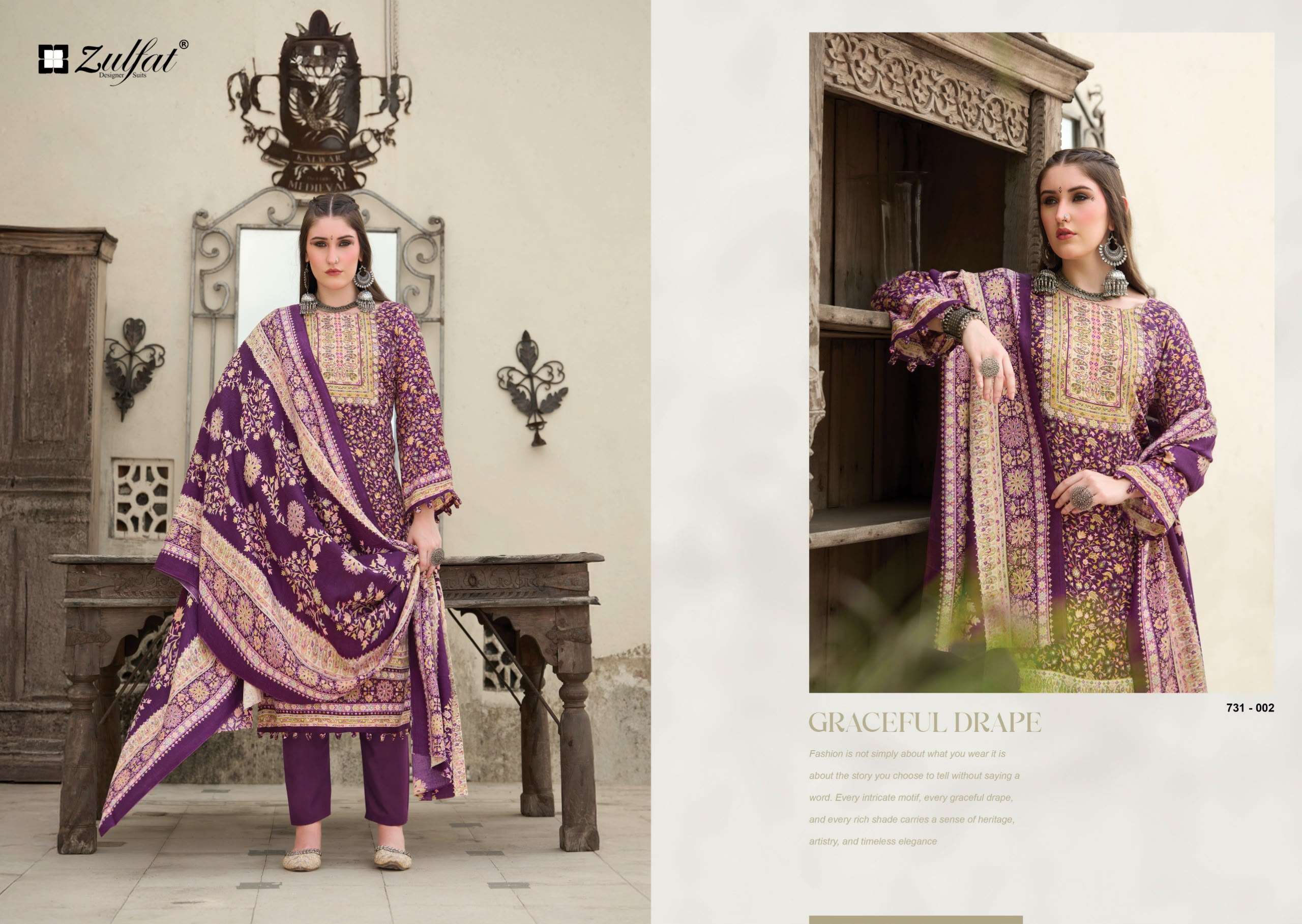 ZULFAT DESIGNER SUITS GULNOOR WOOLLEN PASHMINA PRINTED SALWAR SUIT