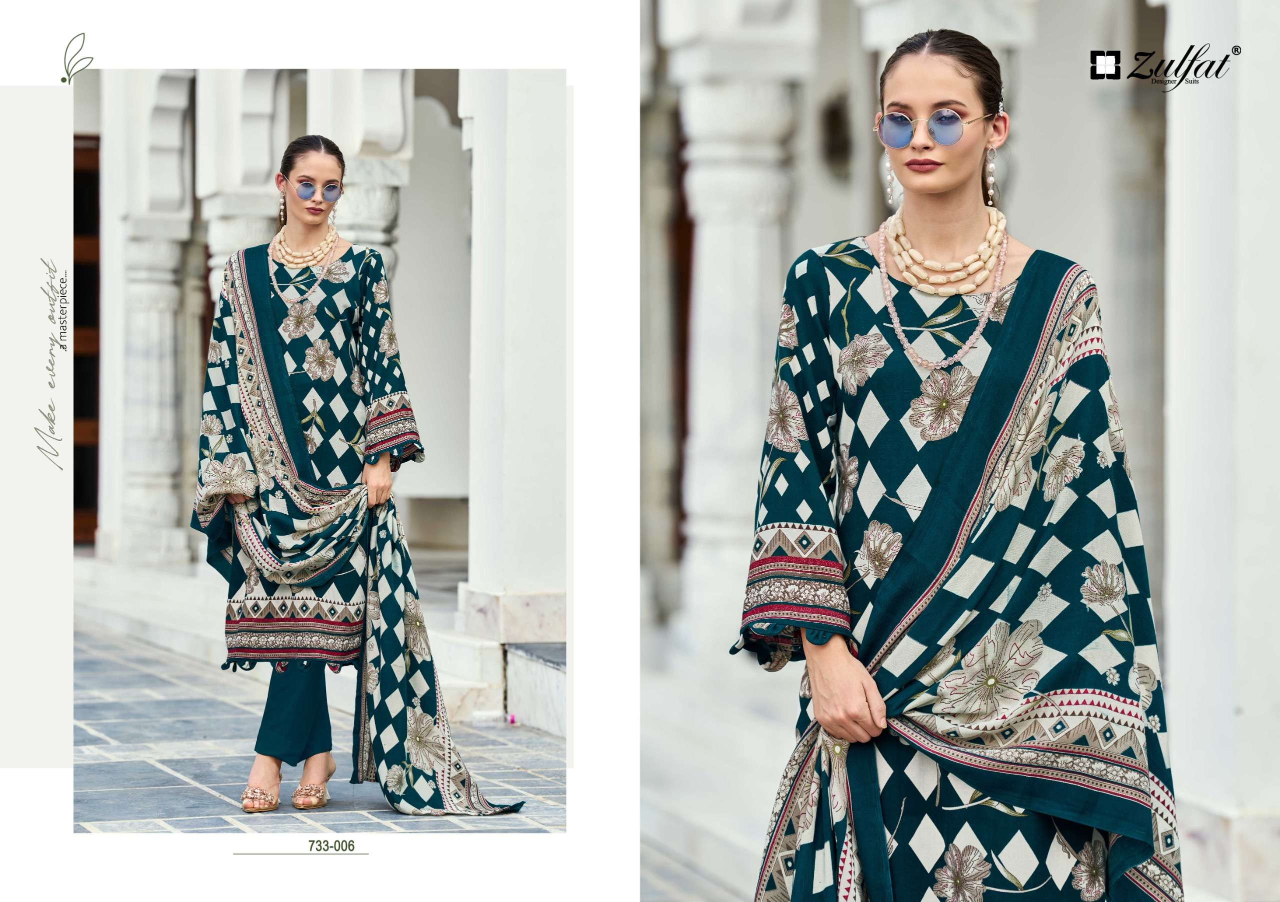 ZULFAT DESIGNER SUITS KOHINOOR WOOLLEN PASHMINA PRINTED WINTER WEAR SUIT